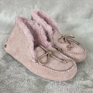 UGG Alena Women's Moc Slippers Size 5 Pink Rose Suede Sheepskin Shoes